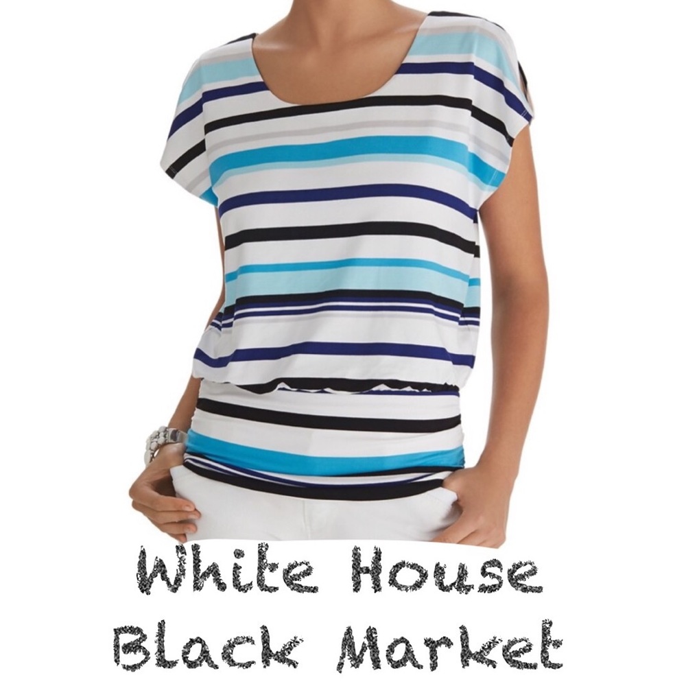 WHBM Striped Blouson Top